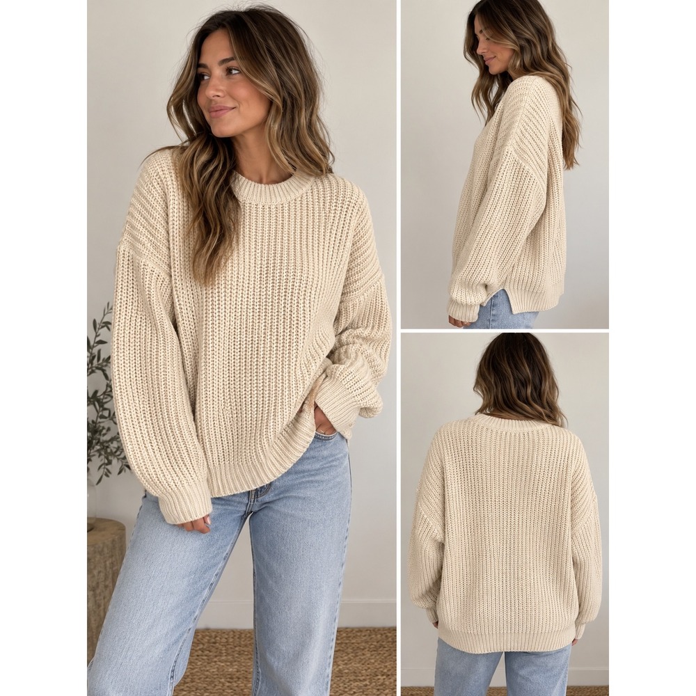 NWT The Simple Folk Chunky Knit Sweater Winter White Organic Cotton Size S